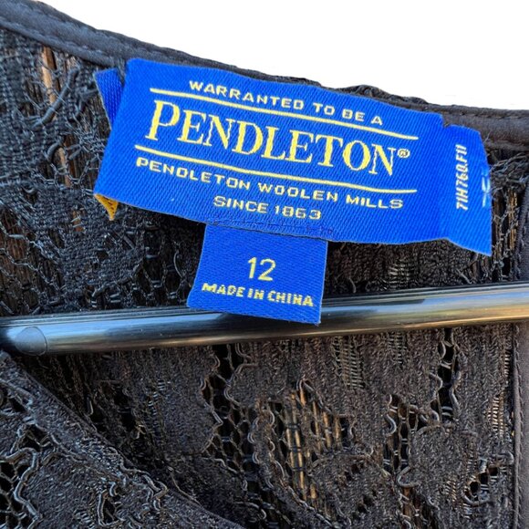 Pendleton Black Lace Dress Size 12 Flounce Hem Lined - Picture 12 of 15